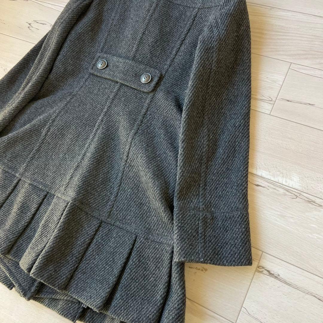 バーバリーブルーレーベル　ウールコート　ボタン　フリル　ロングコート　チェック