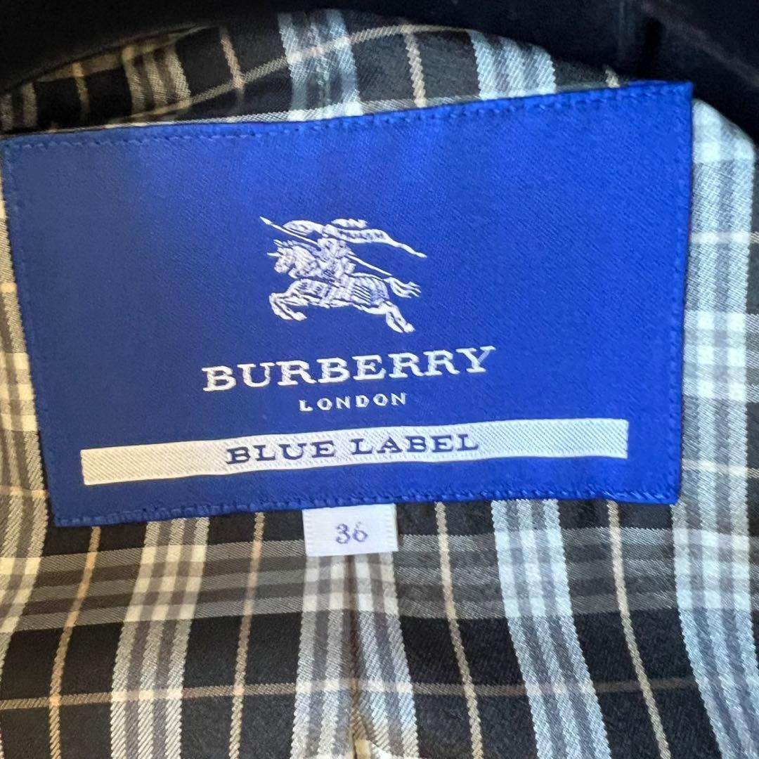 バーバリーブルーレーベル　ウールコート　ボタン　フリル　ロングコート　チェック