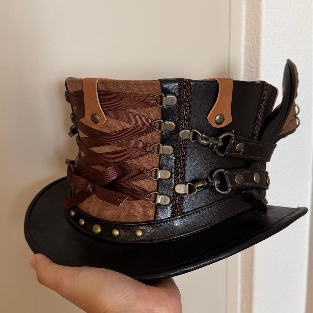 【週末セール】candynoir うさ耳 コルセットハット 黒茶