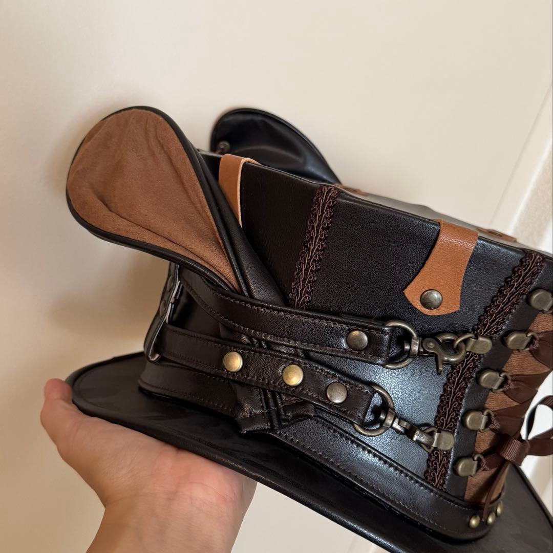 【週末セール】candynoir うさ耳 コルセットハット 黒茶