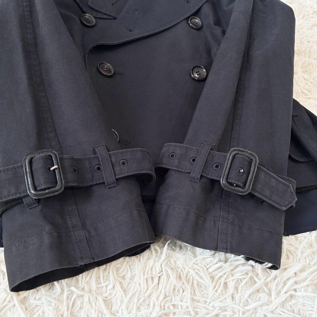 トリココムデギャルソン ショートトレンチコート ブラック 切りっぱなしデザイン