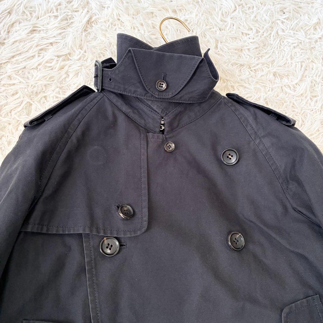 トリココムデギャルソン ショートトレンチコート ブラック 切りっぱなしデザイン