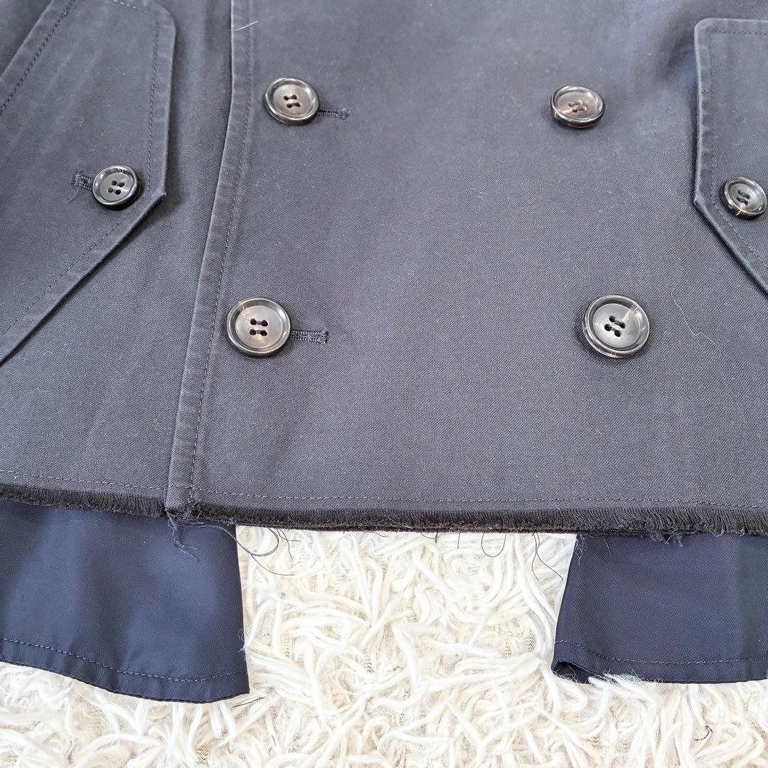 トリココムデギャルソン ショートトレンチコート ブラック 切りっぱなしデザイン