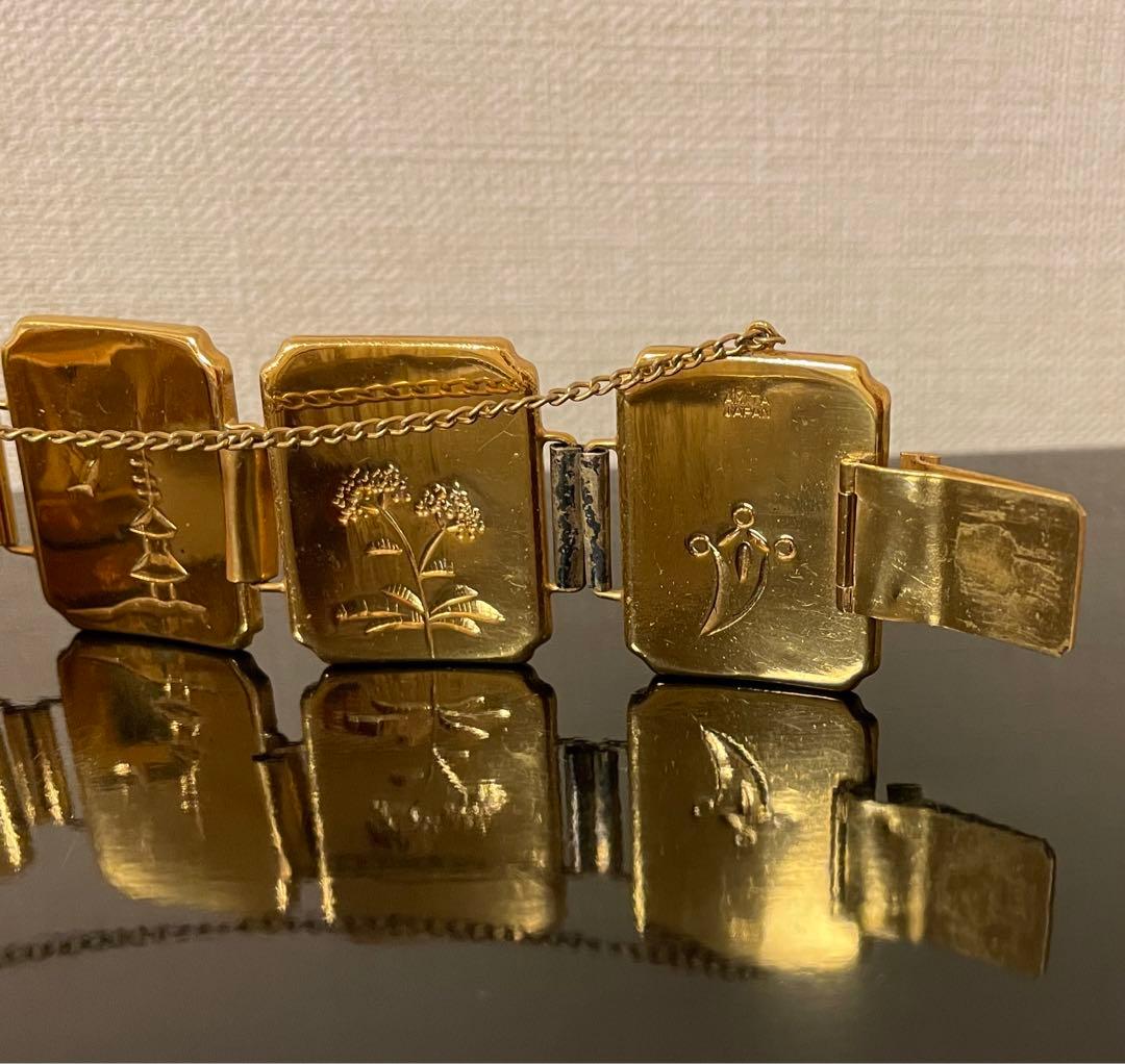 アミタ　象嵌細工　24Kゴールド& シルバー　6パネル　レディースブレスレット