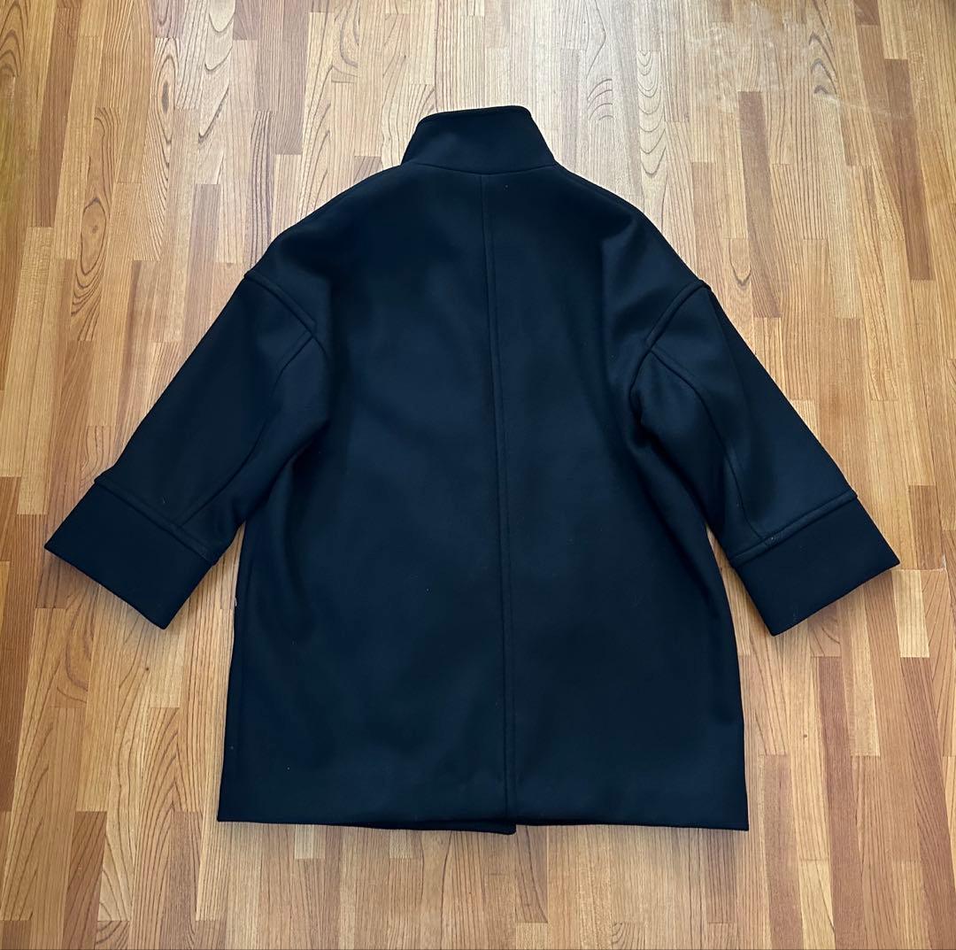 YUU フレームワーク メルトンスタンドポンチョコート ブラック 38