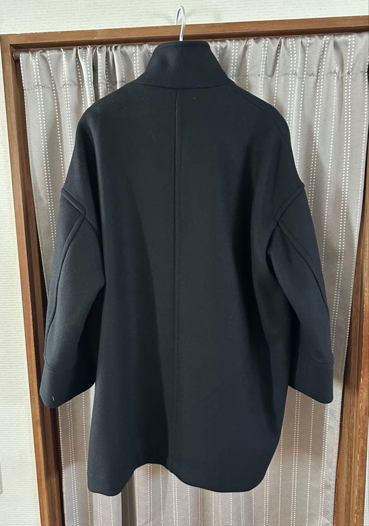 YUU フレームワーク メルトンスタンドポンチョコート ブラック 38