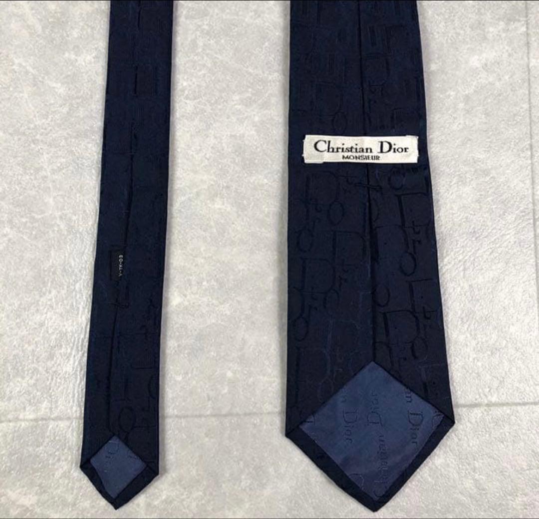 ✨極美品✨ Dior ネクタイ トロッター パターン柄 ネイビー 高級シルク