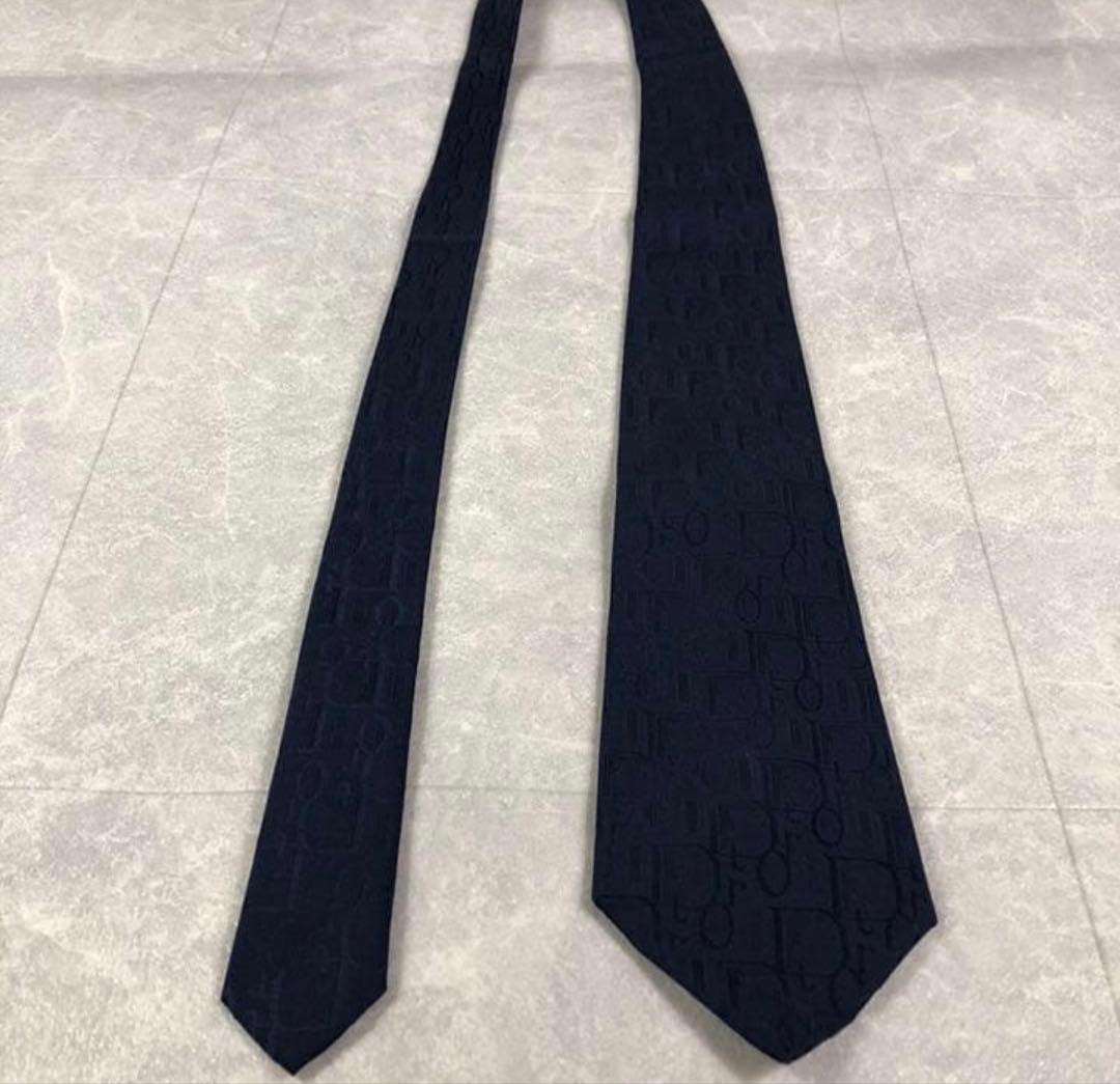 ✨極美品✨ Dior ネクタイ トロッター パターン柄 ネイビー 高級シルク