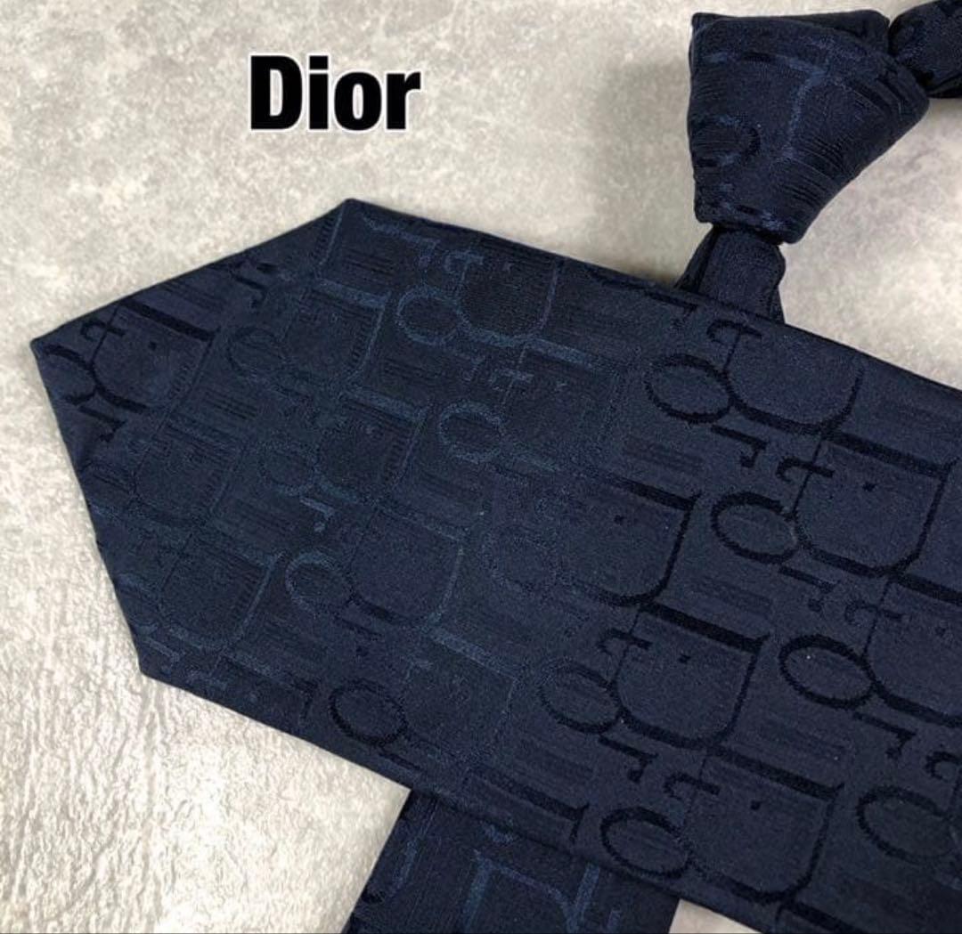 ✨極美品✨ Dior ネクタイ トロッター パターン柄 ネイビー 高級シルク
