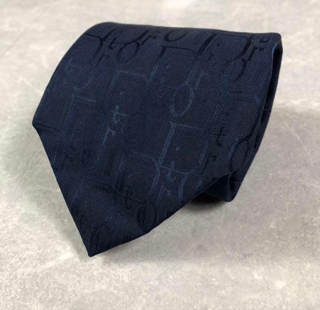 ✨極美品✨ Dior ネクタイ トロッター パターン柄 ネイビー 高級シルク