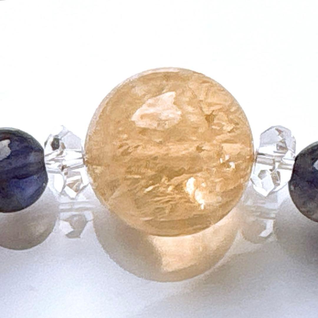 ごんまる様♥️2本♡シトリン大玉虹入り＆チェロアイト・アメジスト天然石ブレスレット