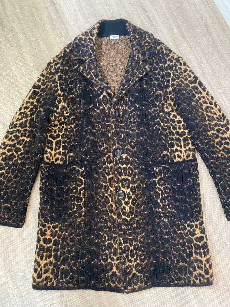 専用SAINT LAURENT PARIS ウールモヘアレオパード柄コート