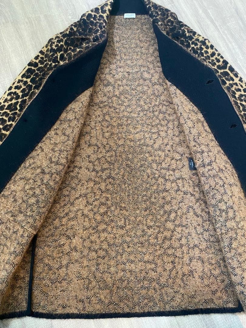 専用SAINT LAURENT PARIS ウールモヘアレオパード柄コート