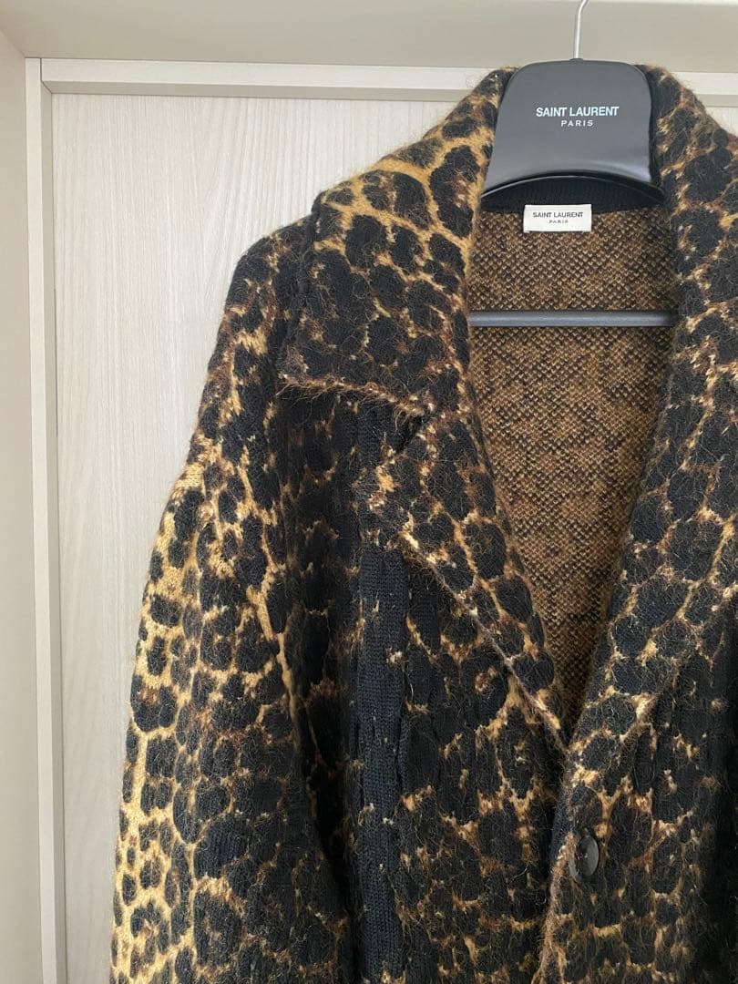 専用SAINT LAURENT PARIS ウールモヘアレオパード柄コート