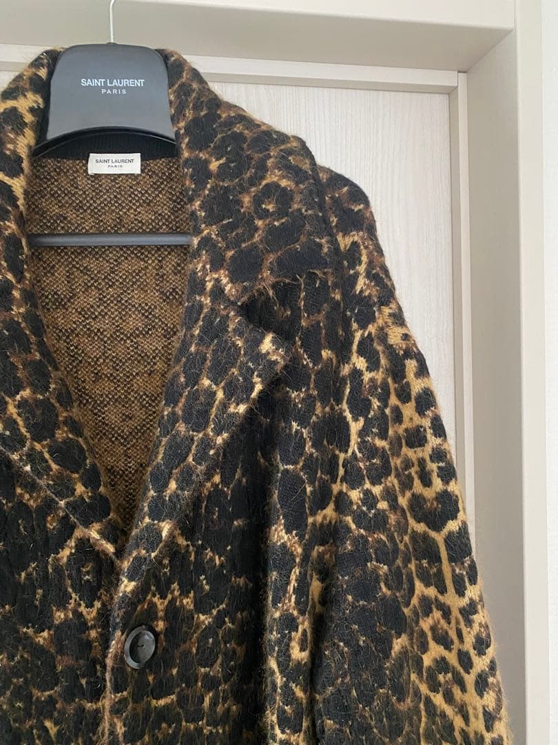 専用SAINT LAURENT PARIS ウールモヘアレオパード柄コート