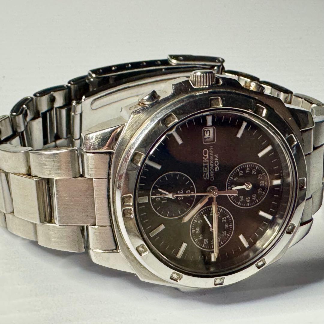 SEIKO メンズ クォーツ クロノグラフ ブラック 7T92-0CA0