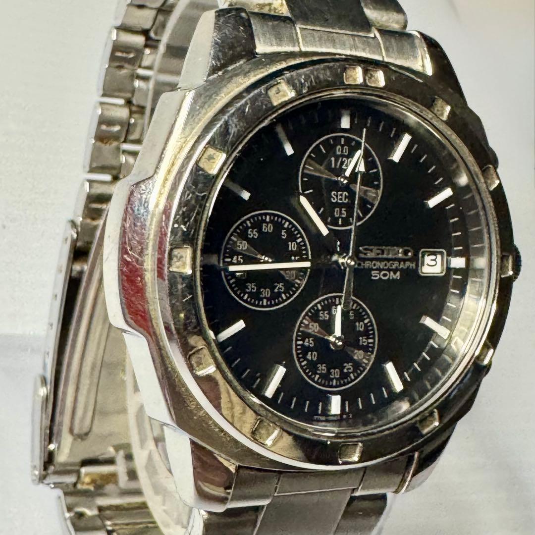 SEIKO メンズ クォーツ クロノグラフ ブラック 7T92-0CA0