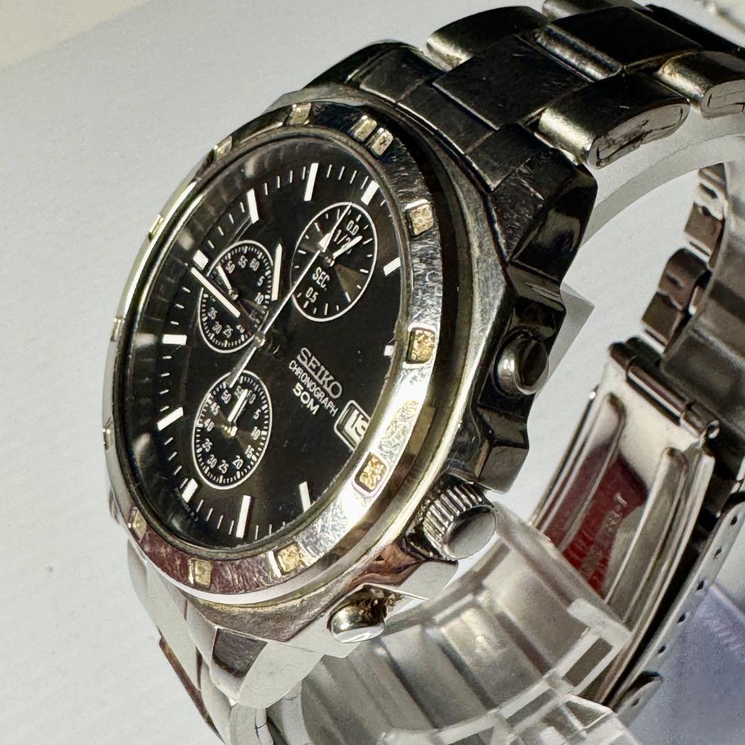 SEIKO メンズ クォーツ クロノグラフ ブラック 7T92-0CA0