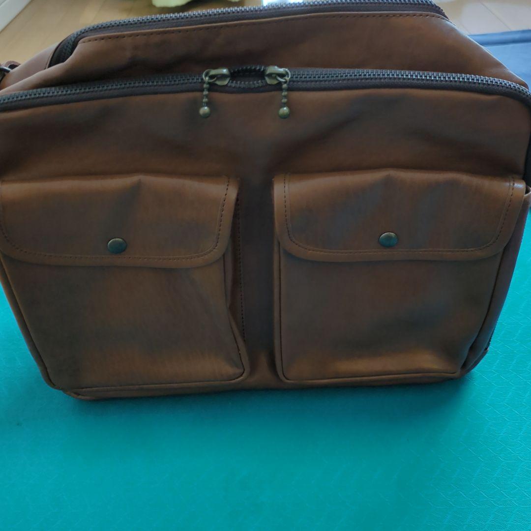 ブラウン合成皮革ビジネスバッグ未使用保管品