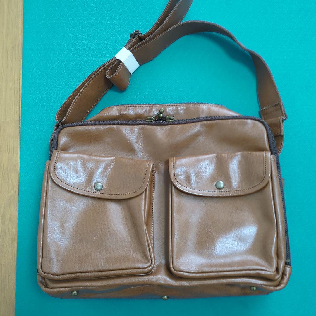 ブラウン合成皮革ビジネスバッグ未使用保管品