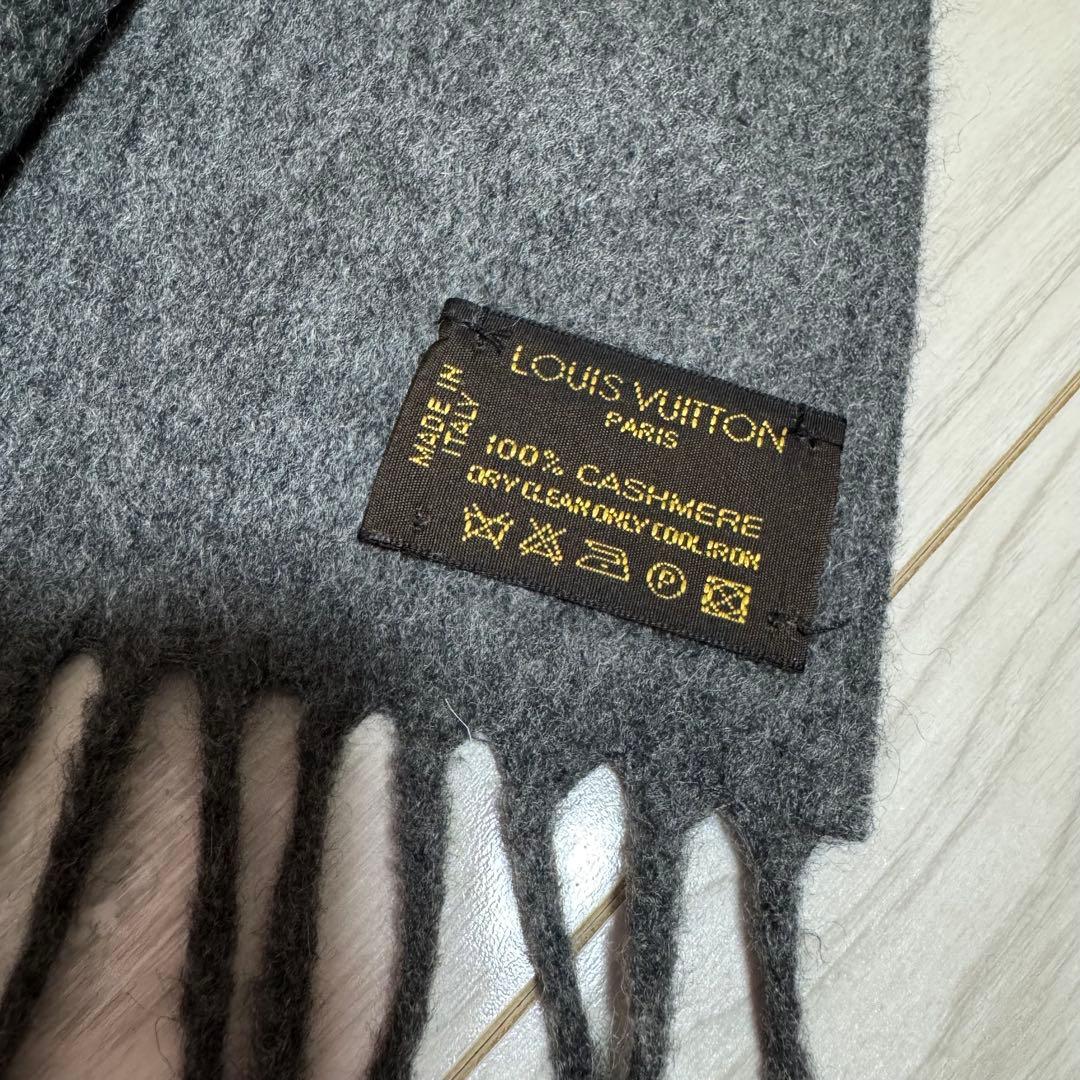 LOUIS VUITTON グレー マフラー 100%カシミヤ