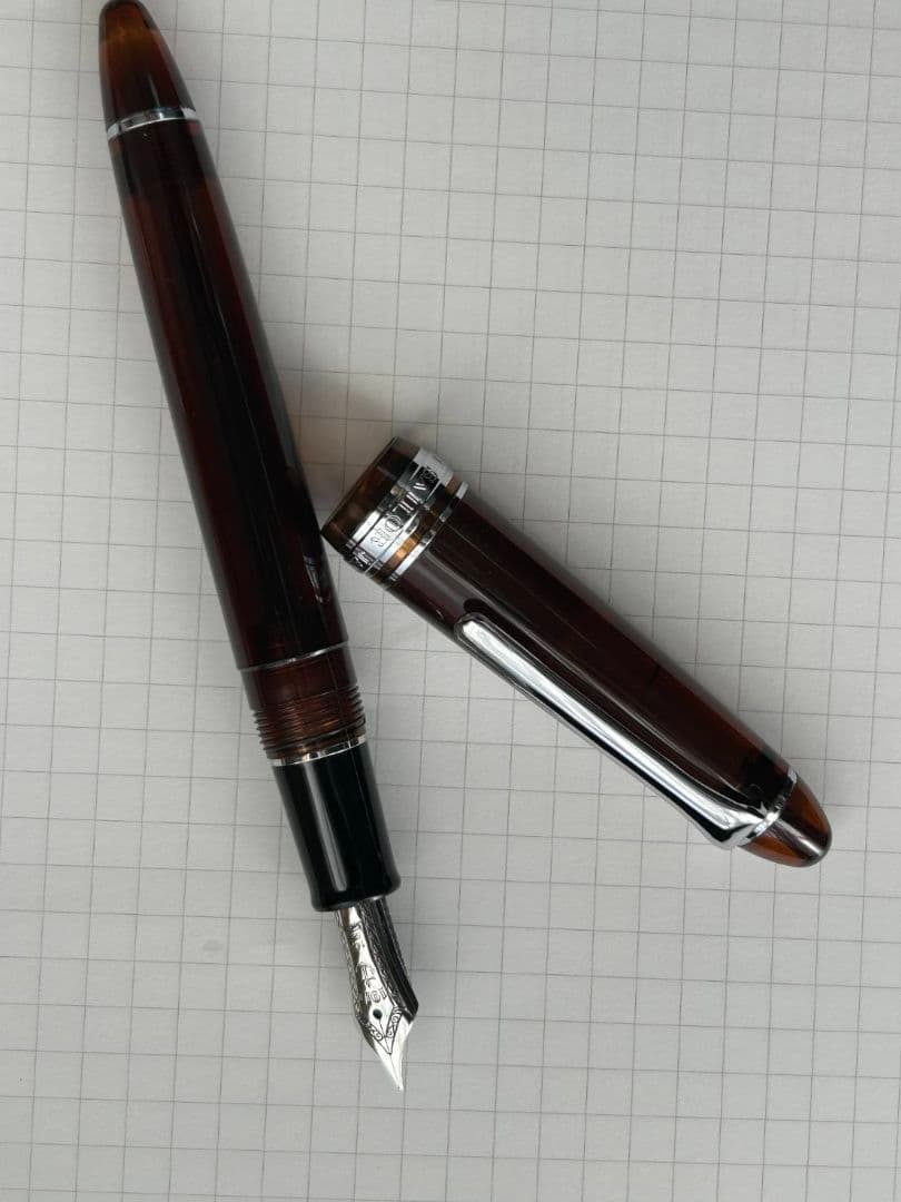 セーラー万年筆　スタンダード　茶色　スケルトン　中字（H-M）美品