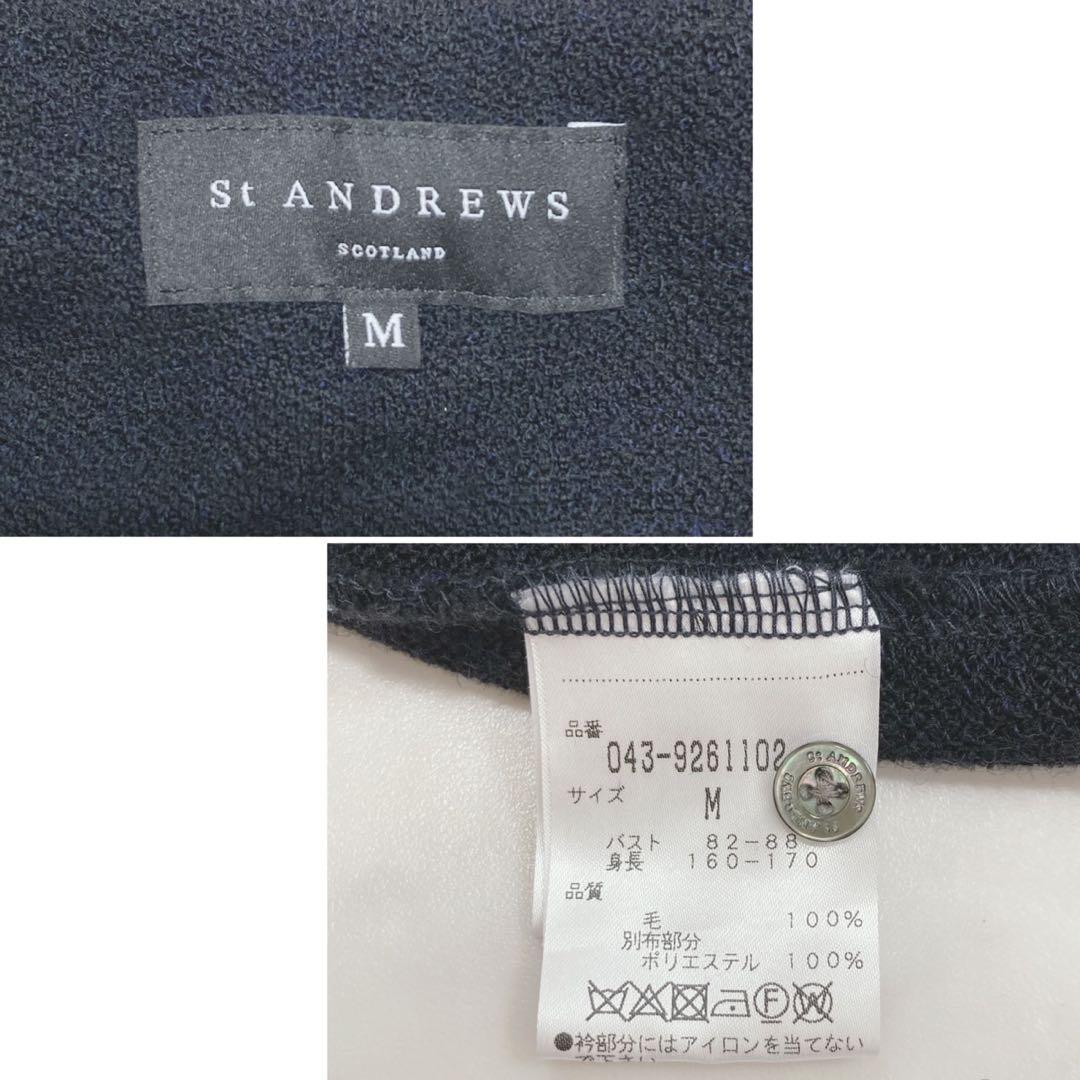 St ANDREWS 襟切替長袖ポロシャツ ハーフボタン 大人綺麗めゴルフウェア