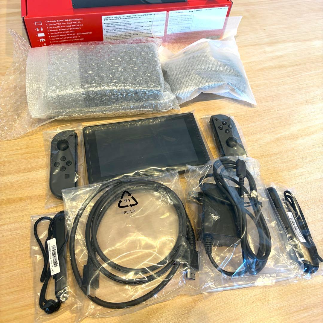 Nintendo Switch 本体 グレー+SDカード128GB,保護フィルム