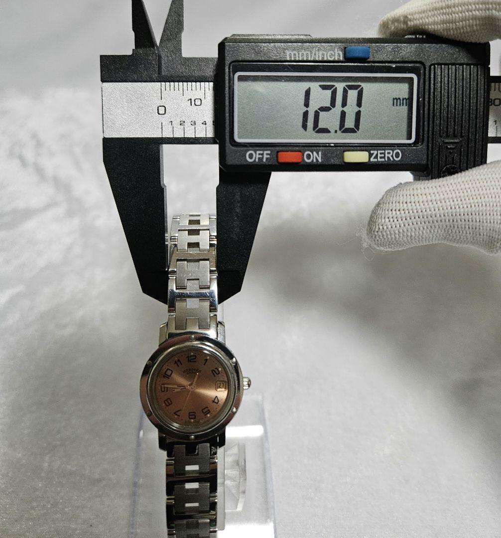 【稼働】HERMES クリッパー CL4.210 腕時計 デイト オレンジ文字盤