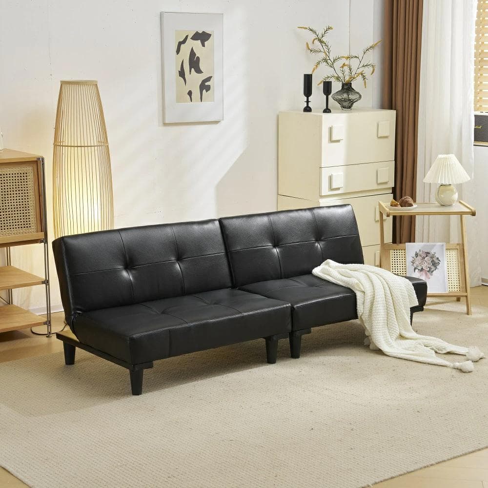 超人気！ソファベッド ソファ ベッド ロータイプ 2人　オシャレ　BLACK