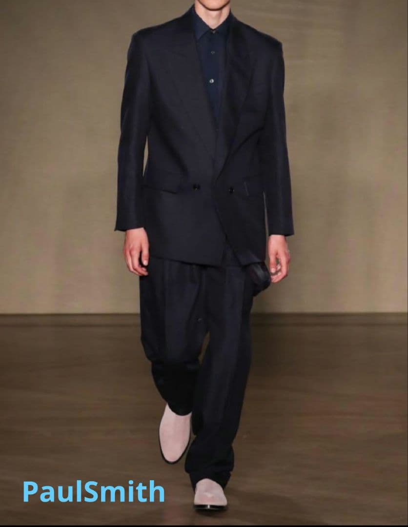 【美品】　現行タグ　ポールスミス　ダブルスーツ　麻シルク　オーバーシルエット