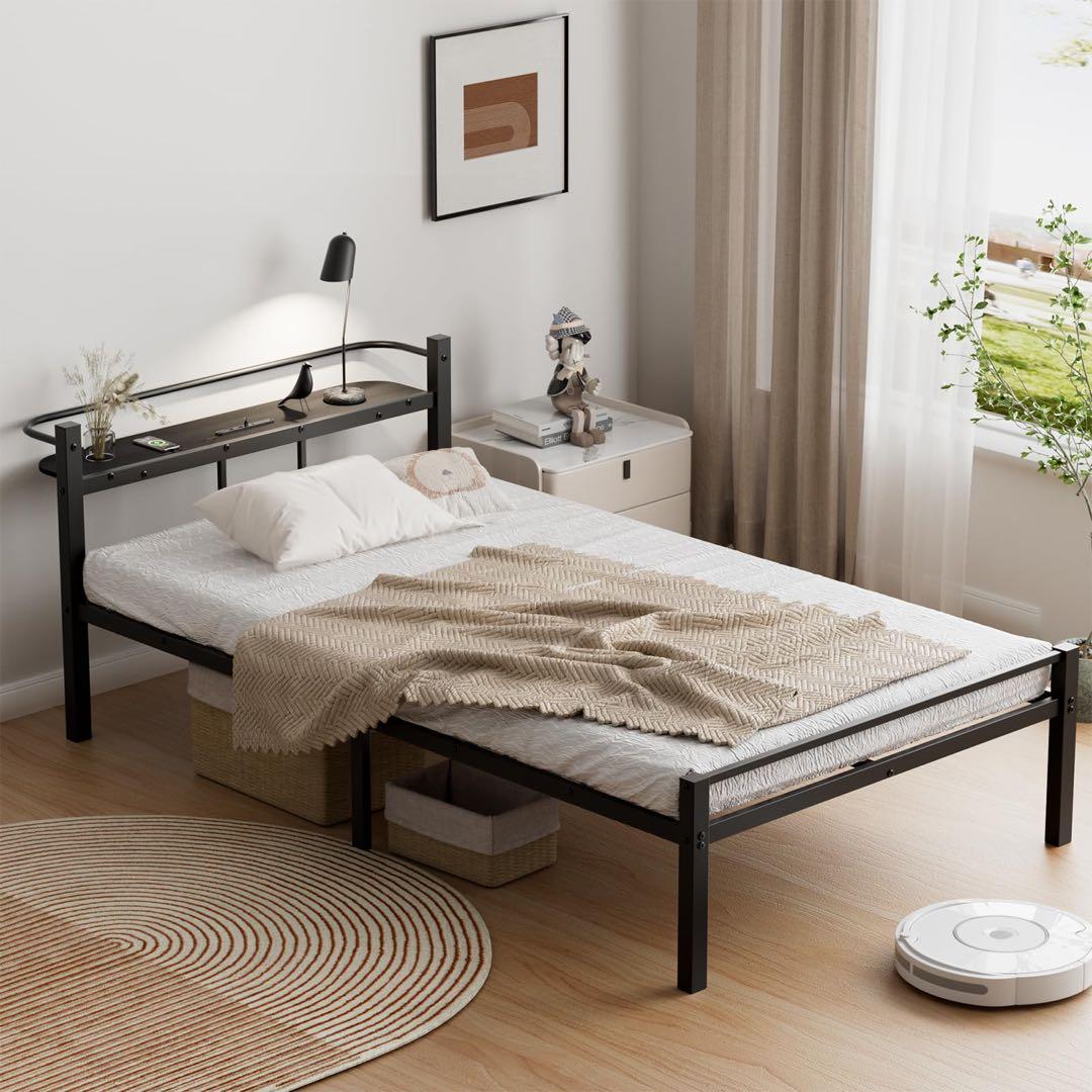 12/14限定‼️ベッドフレーム シングルベッド パイプベッド ブラック シングル