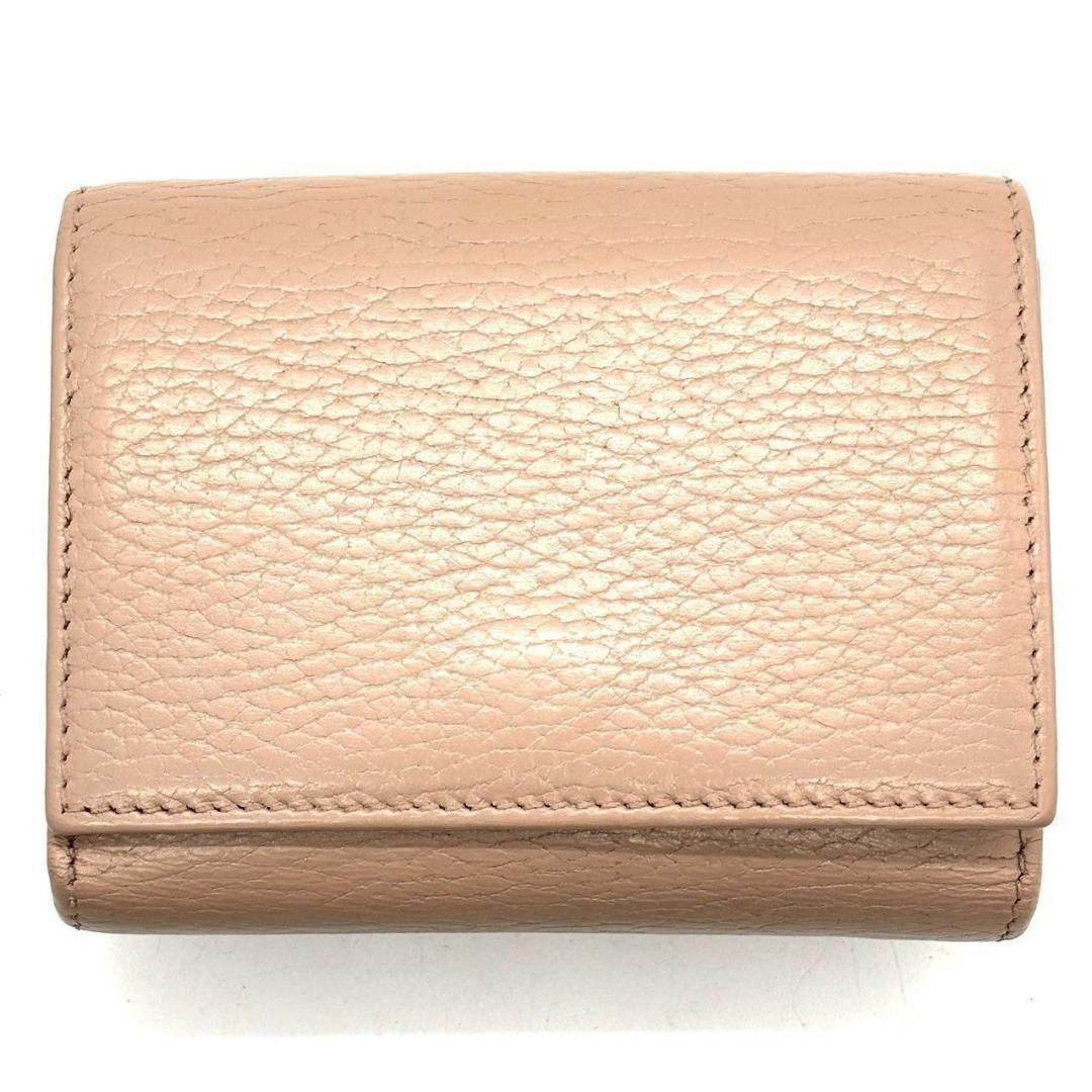 グッチ　GGマーモント 三つ折り財布 コンパクトウォレット　ピンクベージュ