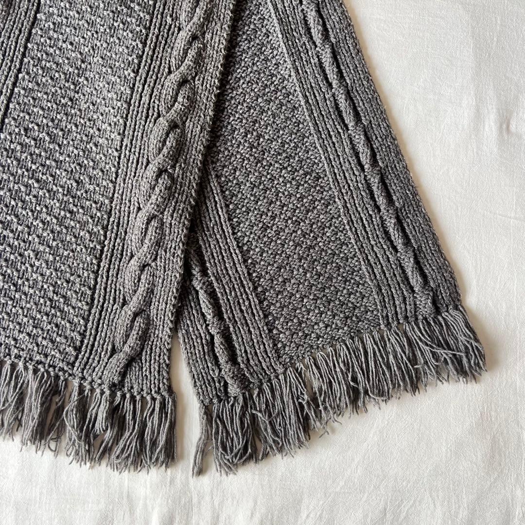 【美品】WTAPS ダブルタップス マフラー ストール グレー ケーブルニット