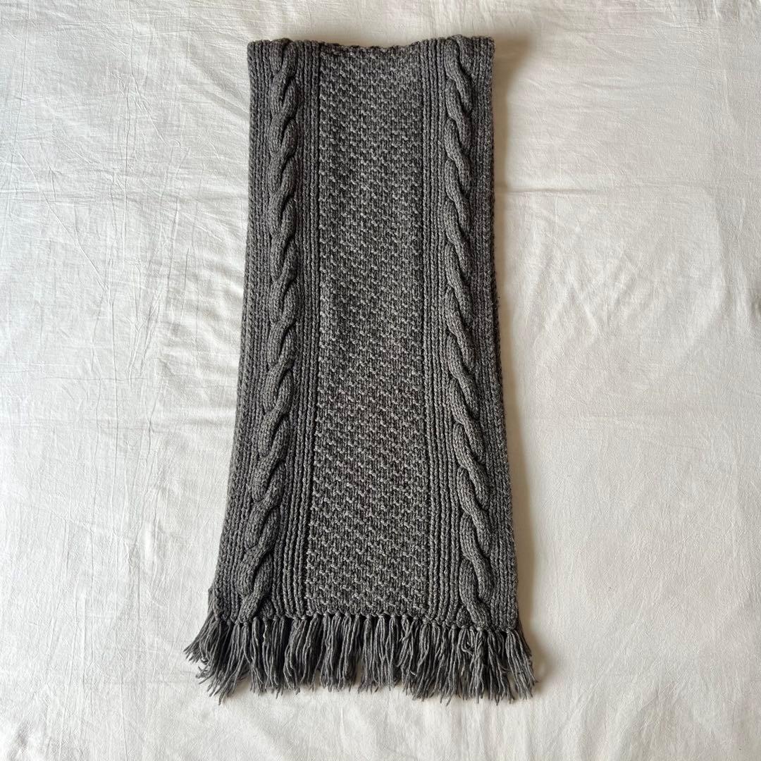 【美品】WTAPS ダブルタップス マフラー ストール グレー ケーブルニット