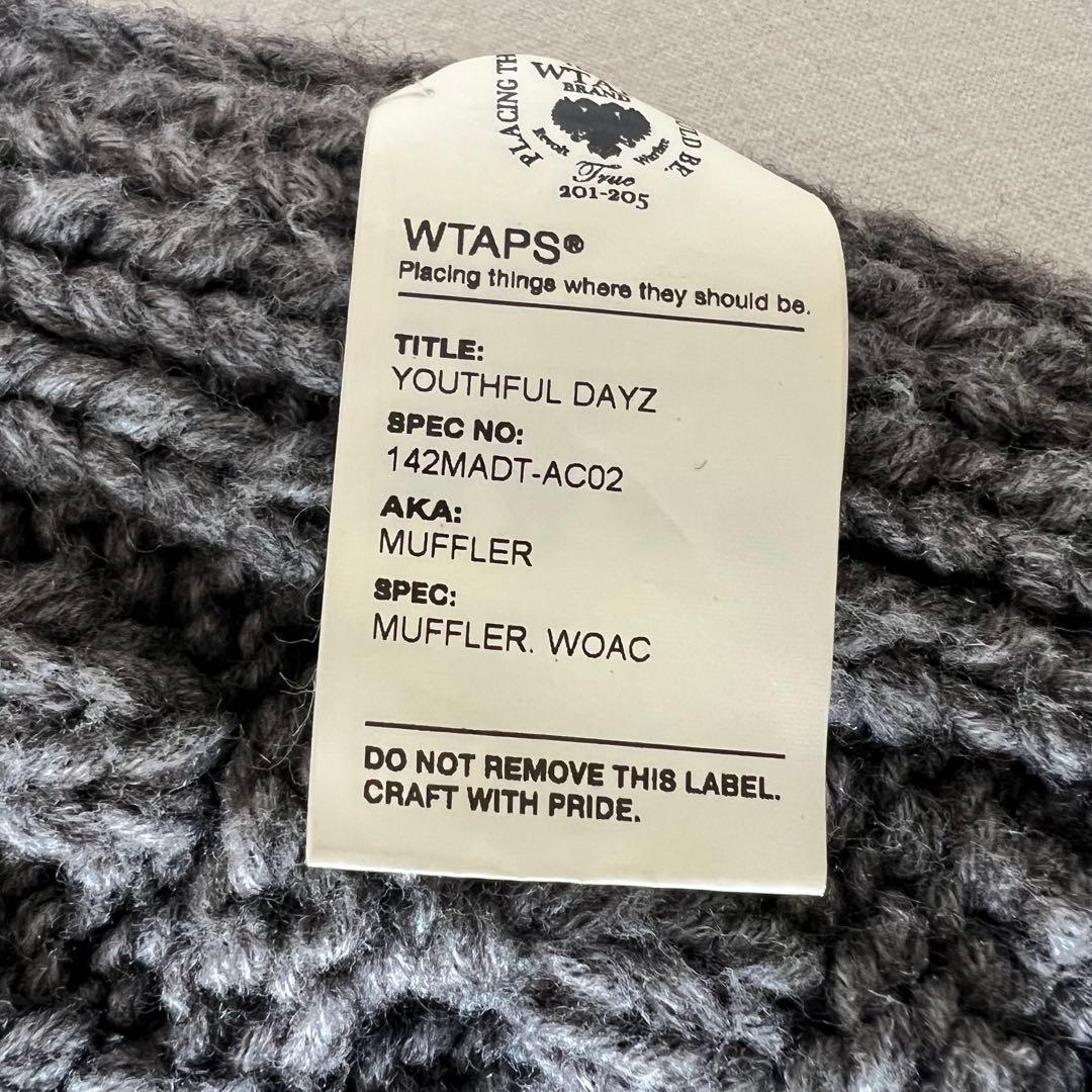 【美品】WTAPS ダブルタップス マフラー ストール グレー ケーブルニット
