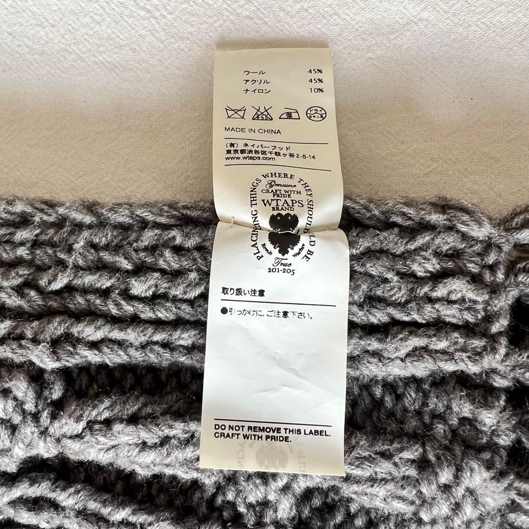 【美品】WTAPS ダブルタップス マフラー ストール グレー ケーブルニット