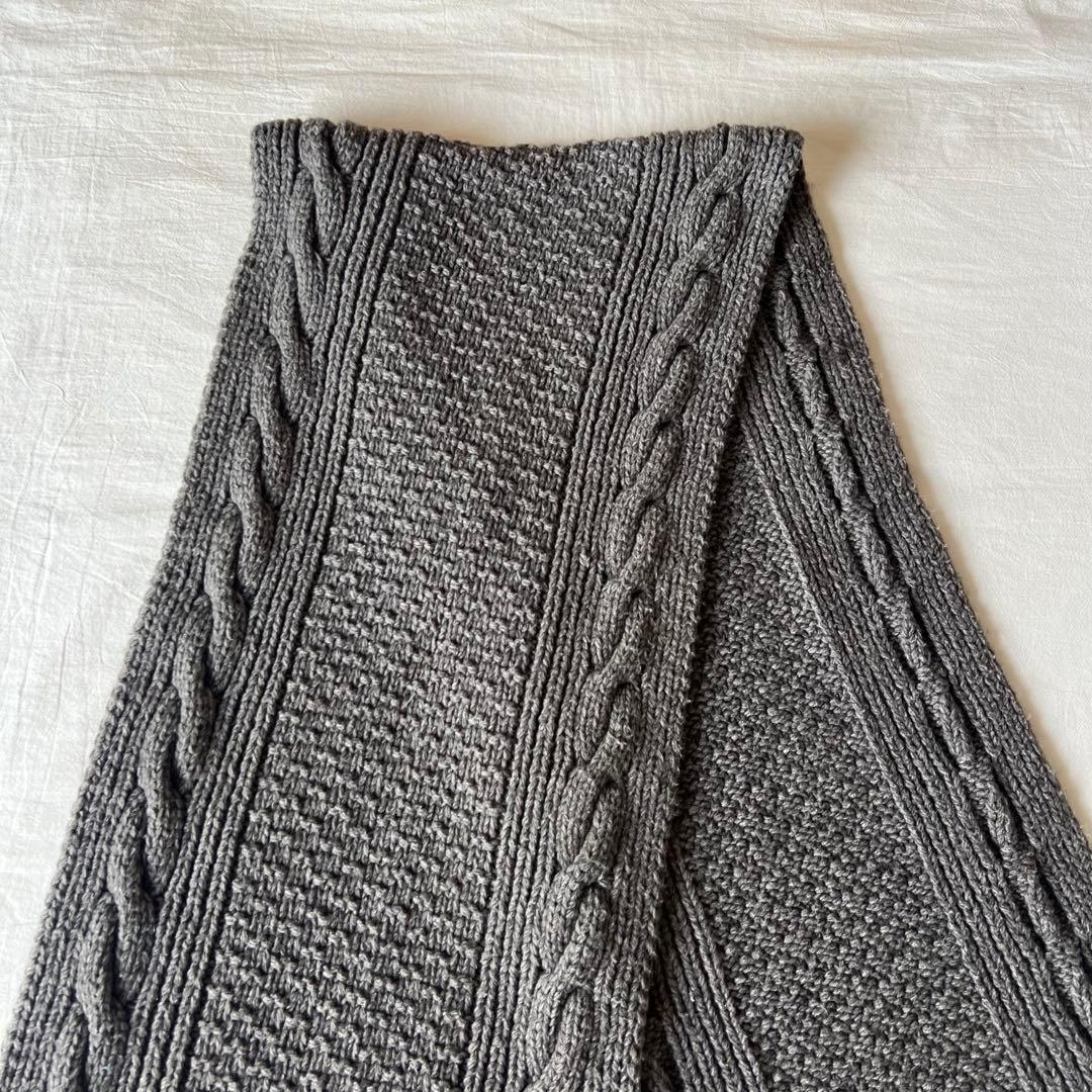 【美品】WTAPS ダブルタップス マフラー ストール グレー ケーブルニット