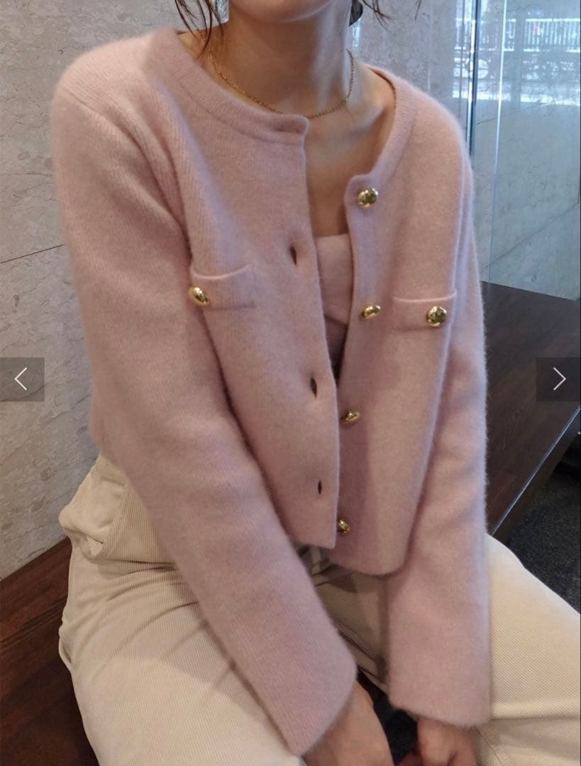 ラグナムーン CHNラクーンニットジャケット ピンク LAGUNAMOON