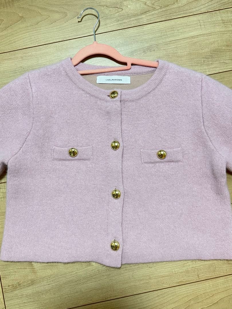 ラグナムーン CHNラクーンニットジャケット ピンク LAGUNAMOON