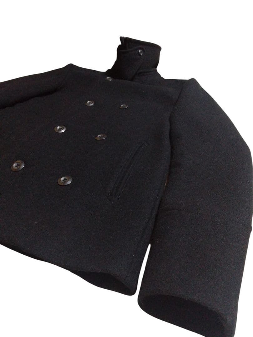 ATTACHMENT　Pコート　ヘビーメルトン　黒　3　綺麗(内側ほつれほどけ)