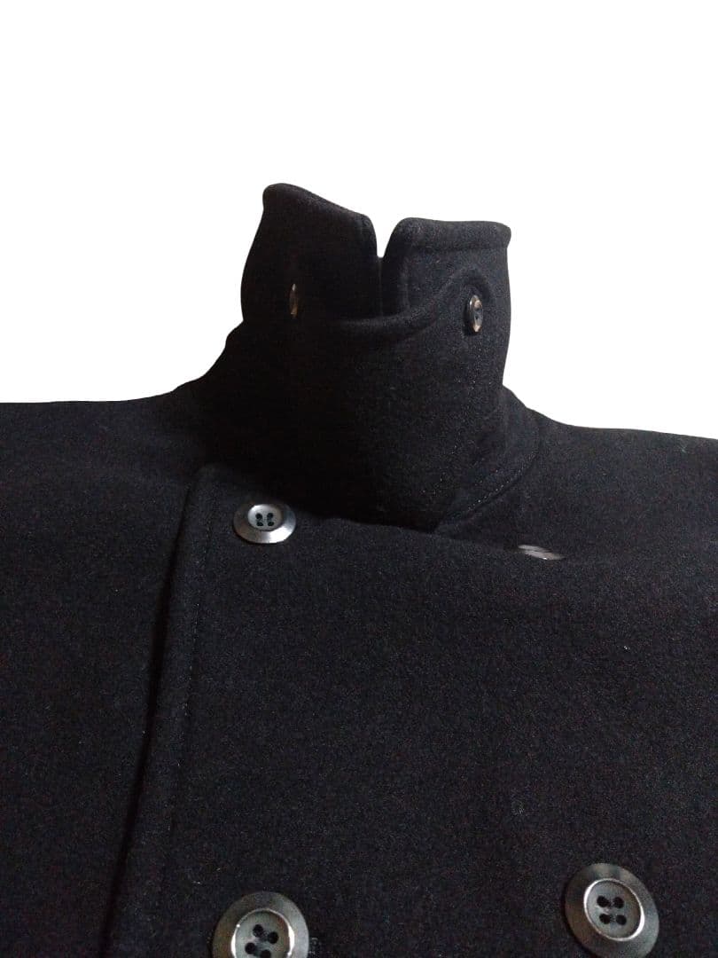 ATTACHMENT　Pコート　ヘビーメルトン　黒　3　綺麗(内側ほつれほどけ)