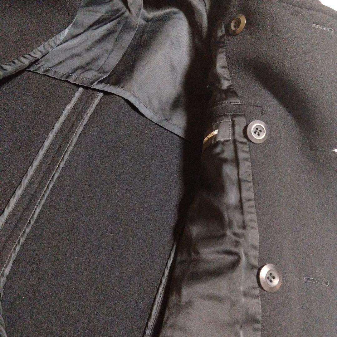 ATTACHMENT　Pコート　ヘビーメルトン　黒　3　綺麗(内側ほつれほどけ)