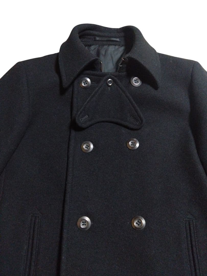 ATTACHMENT　Pコート　ヘビーメルトン　黒　3　綺麗(内側ほつれほどけ)