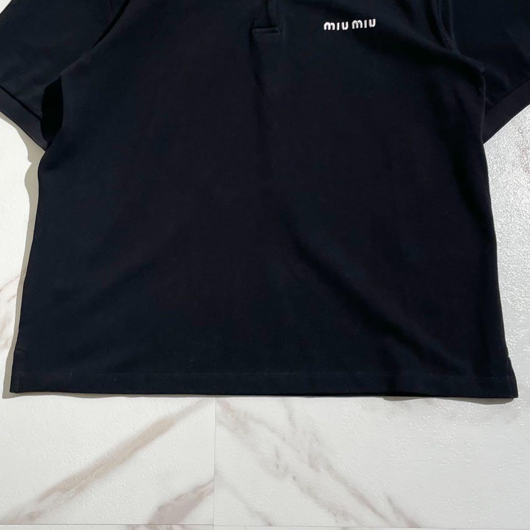 極美品✨ miumiu ミュウミュウ コットンピケ ポロシャツ ブラック 正規品