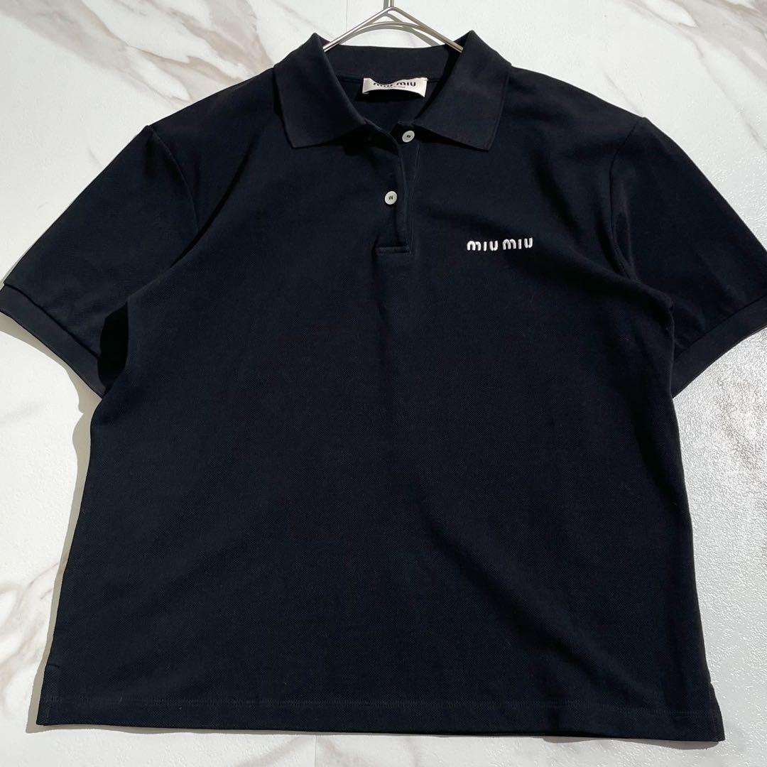 極美品✨ miumiu ミュウミュウ コットンピケ ポロシャツ ブラック 正規品