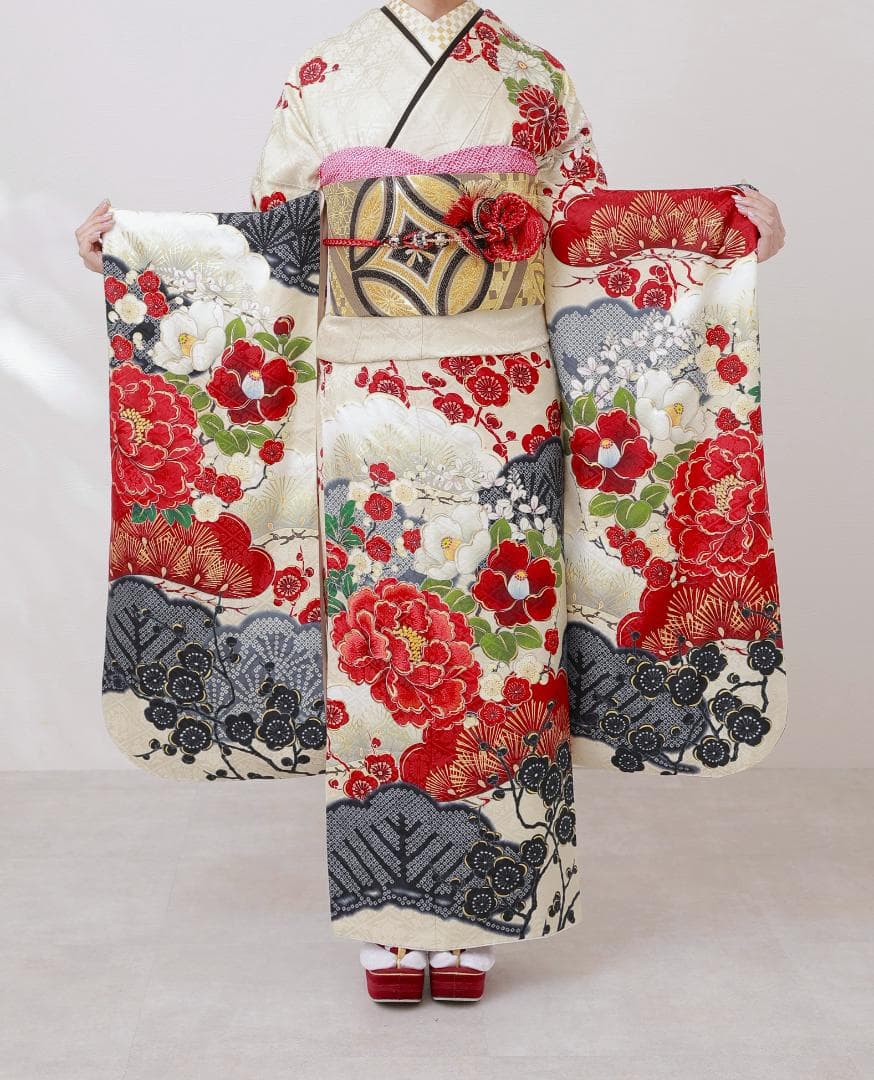 ≪美品≫正絹　振袖9点フルセット【877】【150cm~160cmの方用】