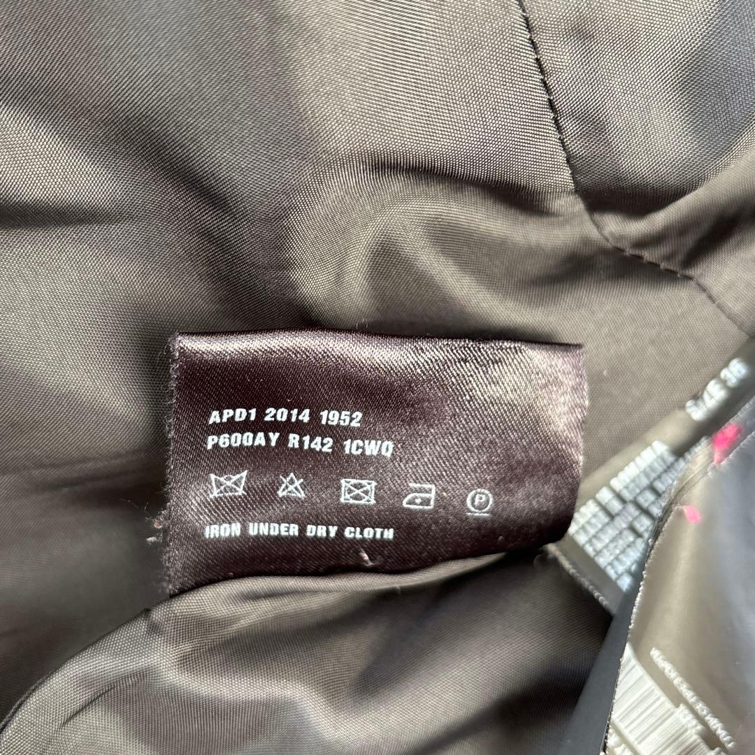 PRADA ロングコート 銀ボタン ノーカラー レディース ブラック 黒