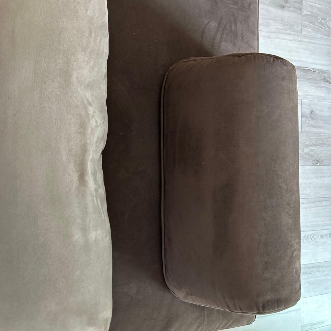 ブラウン スエード風 2人掛けソファ