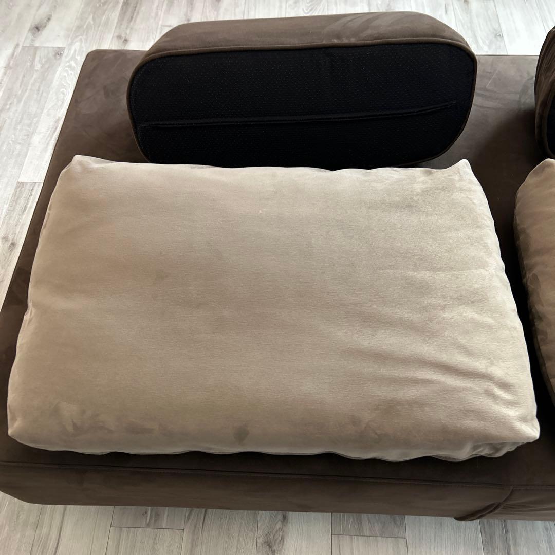 ブラウン スエード風 2人掛けソファ